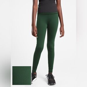 Athleta Girl Green Ribbed Leggings Size 12 High Rise Rib Chit Chat Tight